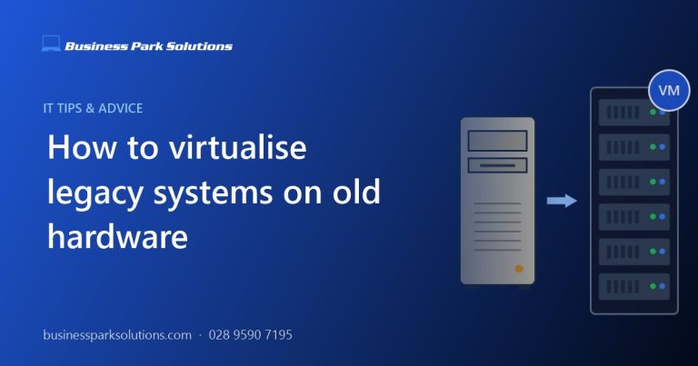 How to virtualise legacy systems: an old computer tower moved onto a modern server rack